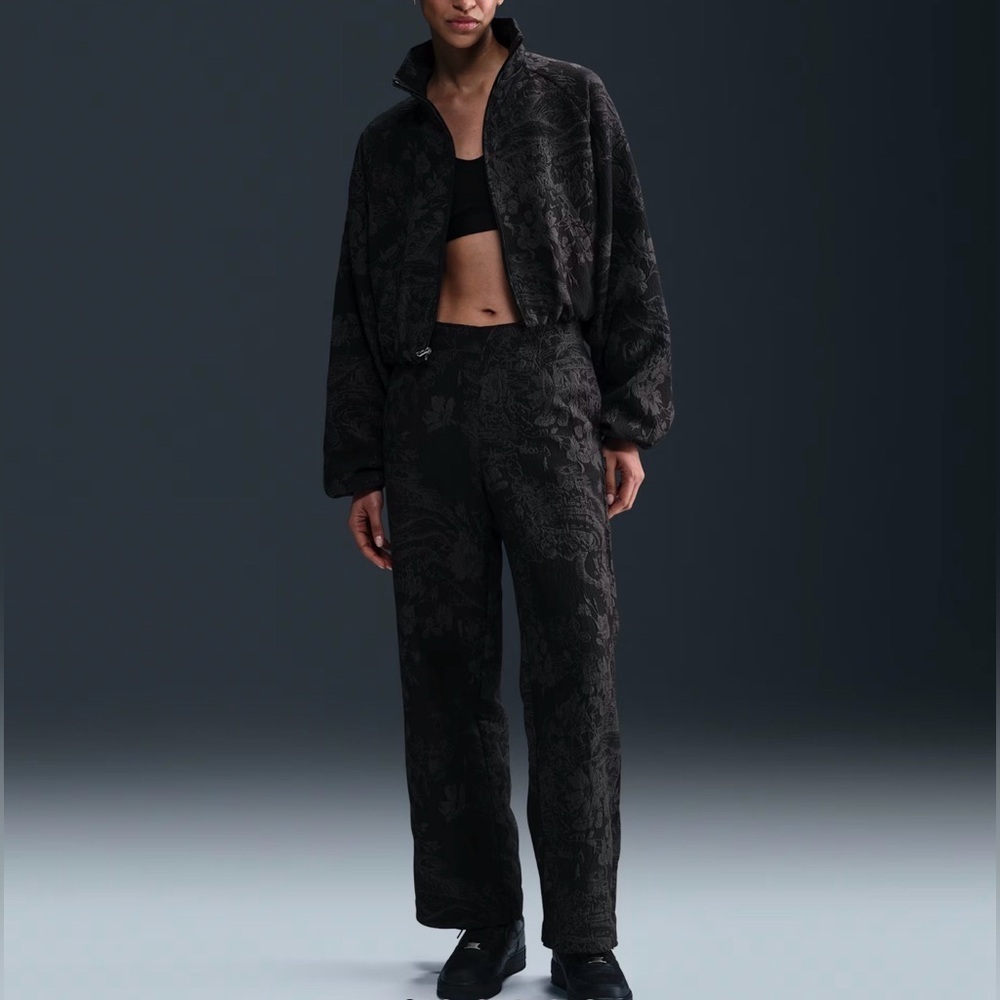Nike Black Floral Jacquard Wide Leg Pants